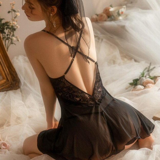 Elegant Lace V-Neck Nightgown