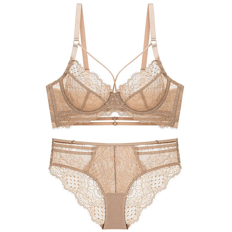 Stylish Ultra-Thin Cup Bra & Panty Set: Classic Bandage Lingerie