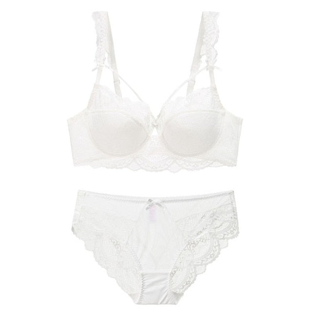 Ultra-Thin Lace Bra & Panty Set - Push-Up Design