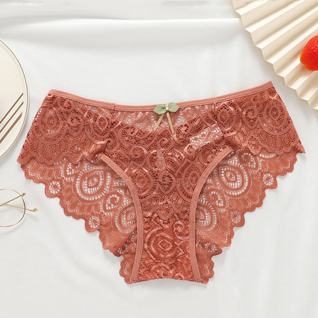 Semi-transparent Solid Lace Panties for Women