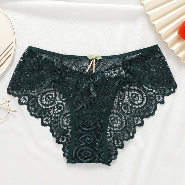 Semi-transparent Solid Lace Panties for Women
