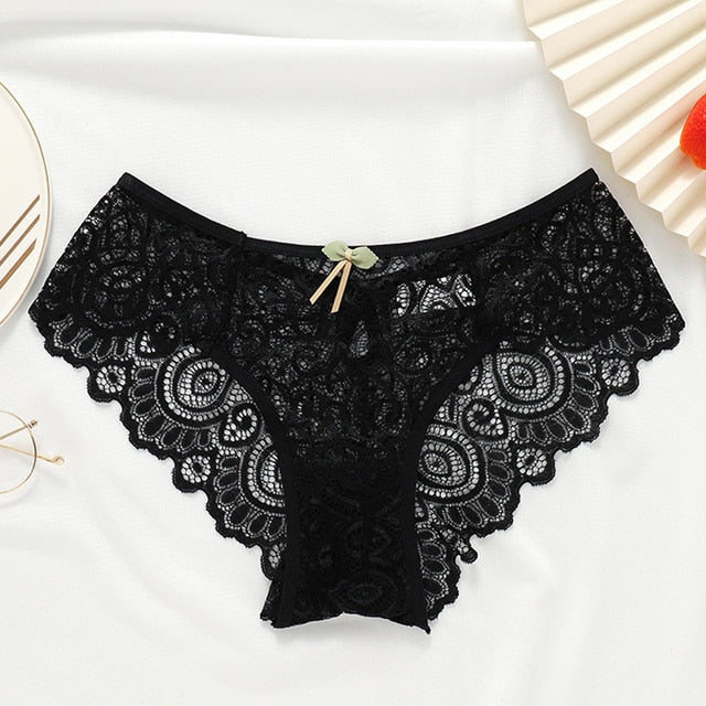 Semi-transparent Solid Lace Panties for Women