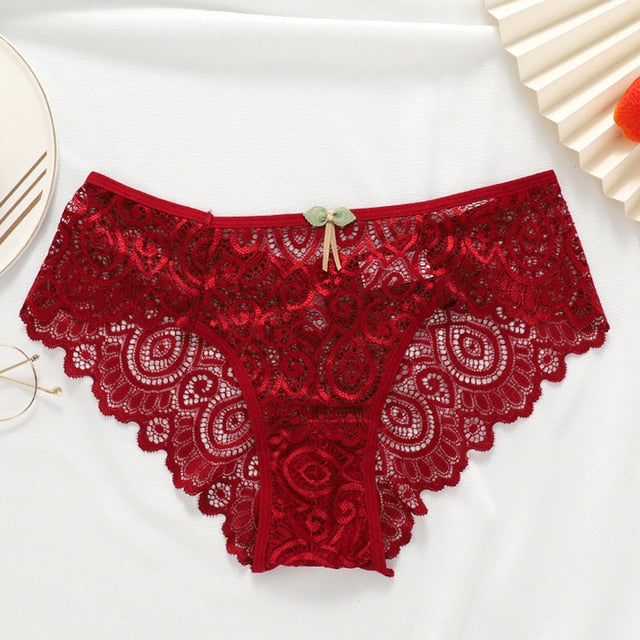 Semi-transparent Solid Lace Panties for Women