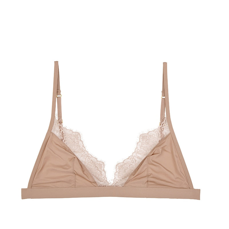 Satin Lace Comfort Bra - Seamless & Wireless