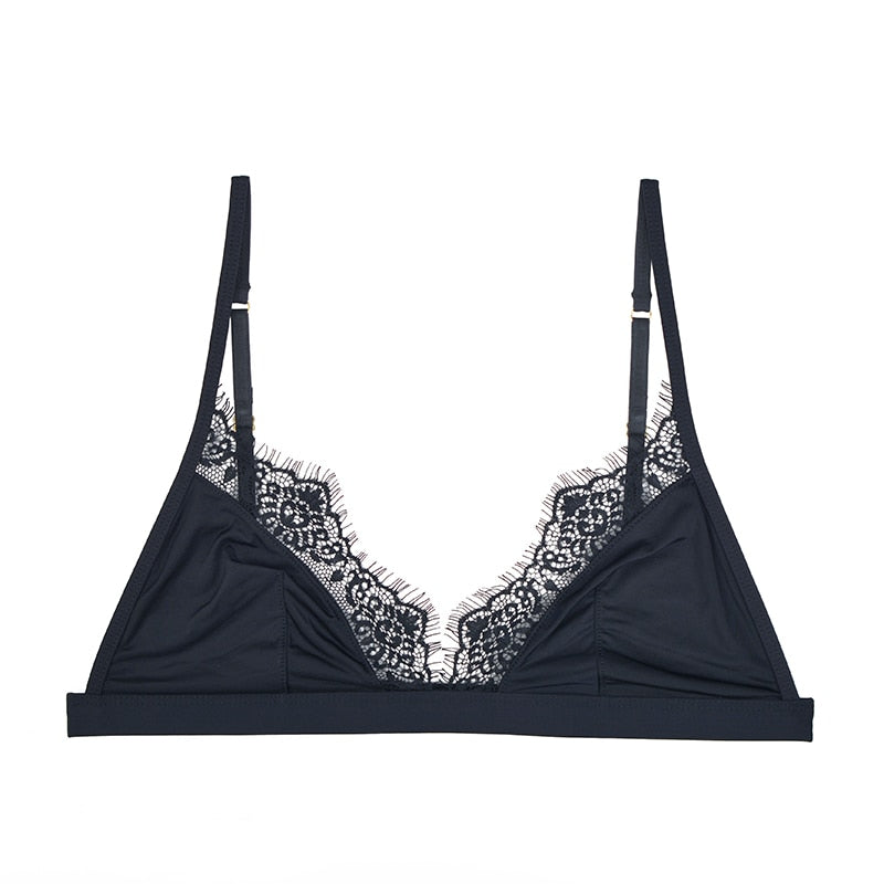 Satin Lace Comfort Bra - Seamless & Wireless