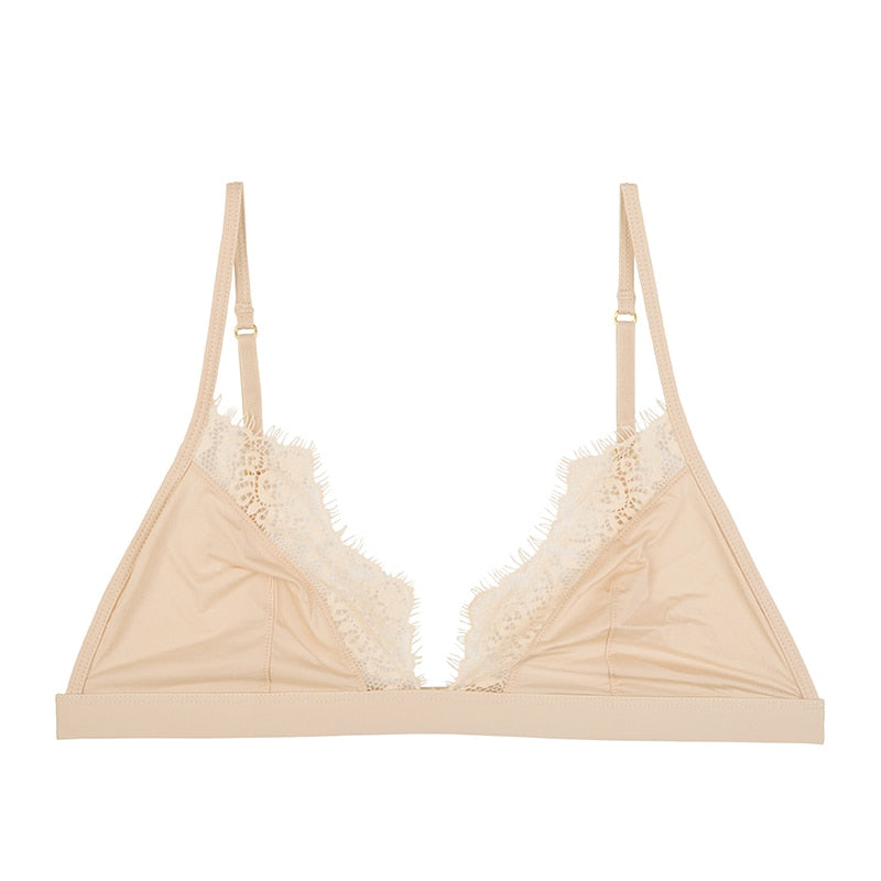 Satin Lace Comfort Bra - Seamless & Wireless