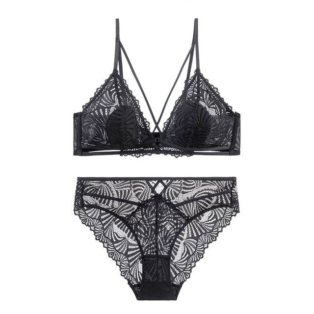 Breathable Beauty: Sexy Embroidered Bra and Panty Set